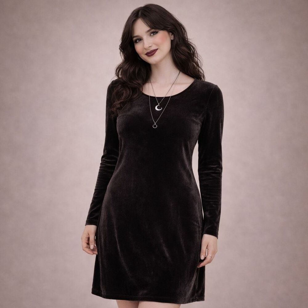 Vintage Chocolate Brown Velvet Sheath Dress Large Fairy Grunge Whimsigoth Y2K
